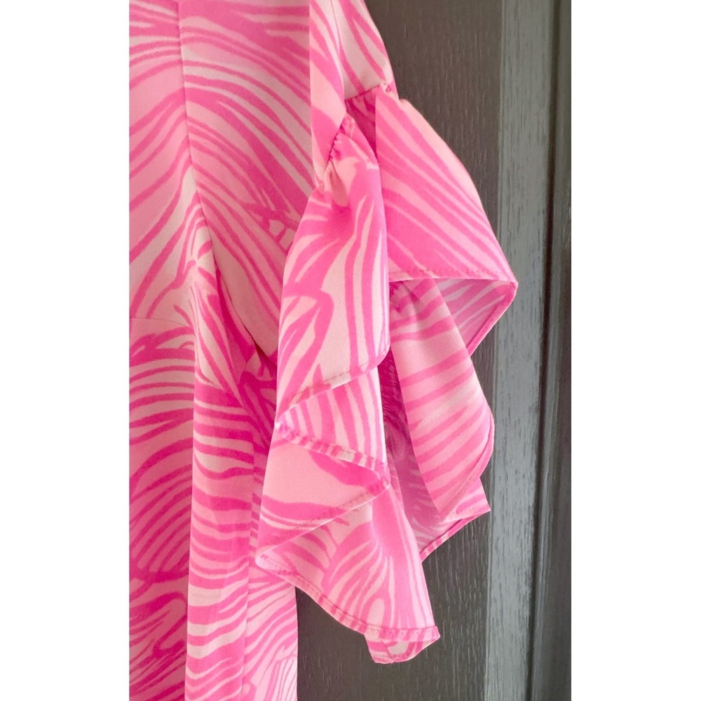 Lilly Pulitzer Darlah Ruffle-Sleeve Top Prosecco Pink Size XXS Cottagecore - Picture 9 of 9